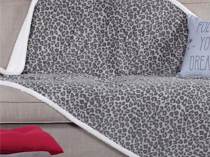 Κουβέρτα καναπέ ριχτάρι 130x160cm fleece Animal grey nef nef