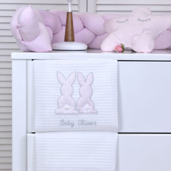 Κουβέρτα πικέ Bunny pink des.357 baby oliver