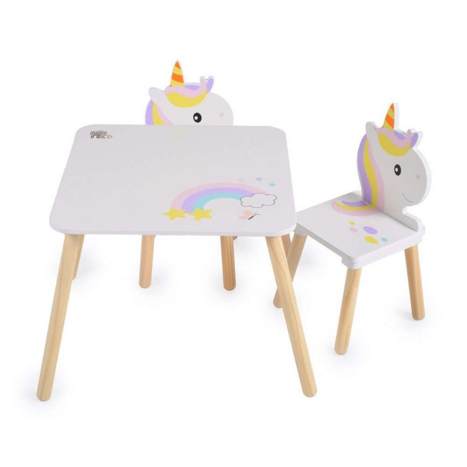 Ξύλινο τραπεζάκι με καρέκλες Unicorn moni toys
