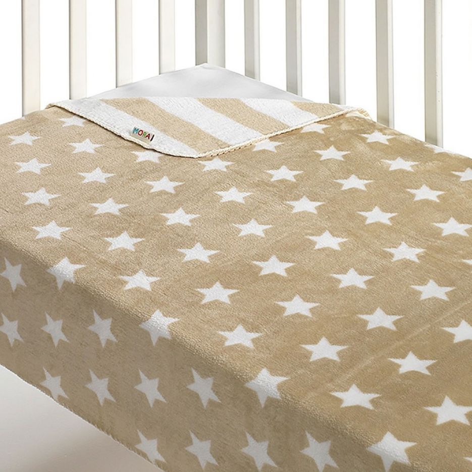 Κουβέρτα fleece αγκαλιάς Stars beige mora