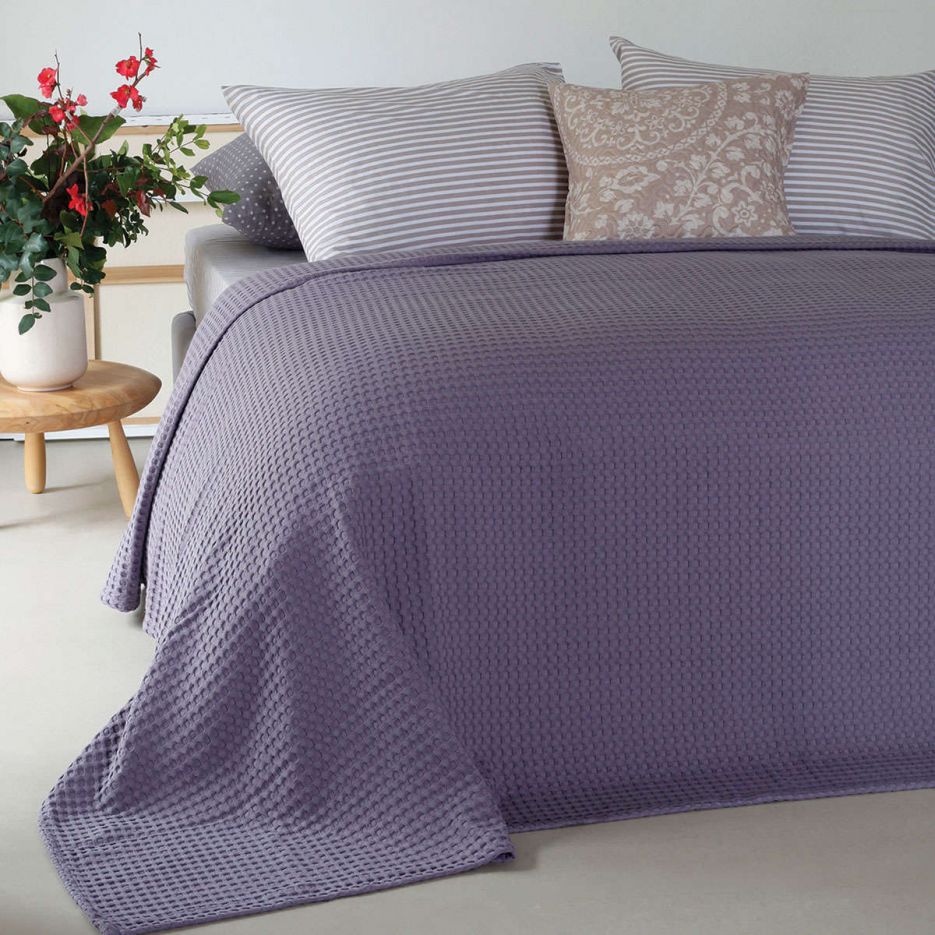 Κουβέρτα πικέ υπέρδιπλη Patmos dark lilac melinen