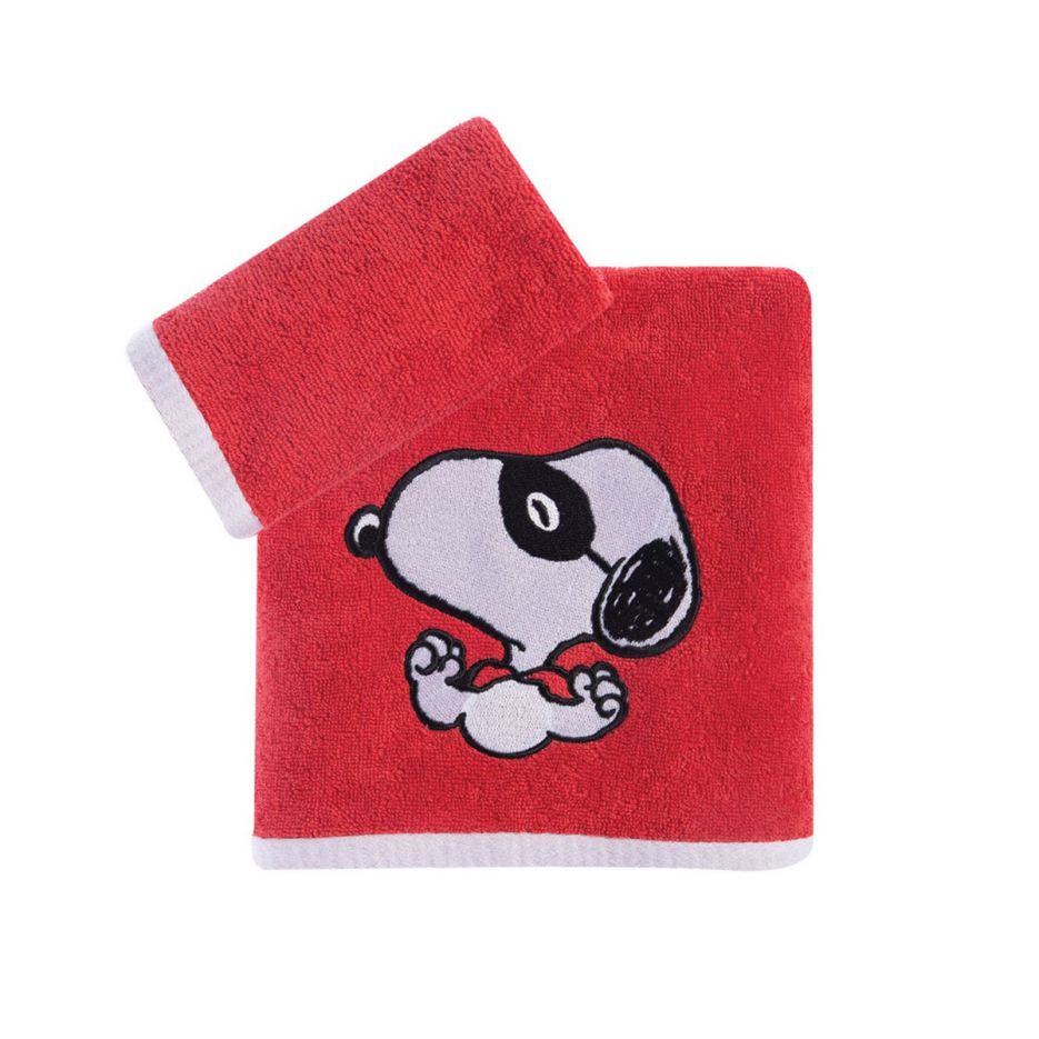 Παιδικές πετσέτες σετ 2τμχ Snoopy Hero Mask red nef nef