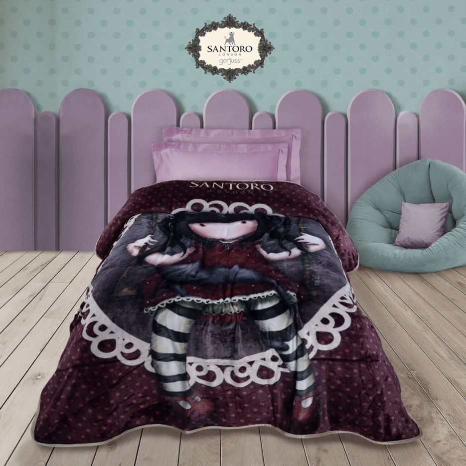 Παιδική κουβέρτα fleece μονή Gorjuss - Ruby 5034 bordeaux santoro