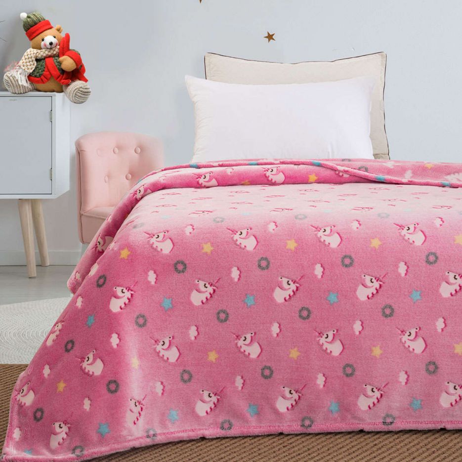 Παιδική κουβέρτα μονή φωσφορίζουσα Flash Art 6093 pink beauty home