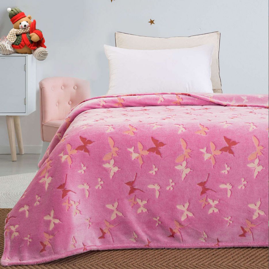 Παιδική κουβέρτα μονή φωσφορίζουσα Flash Art 6138 pink beauty home