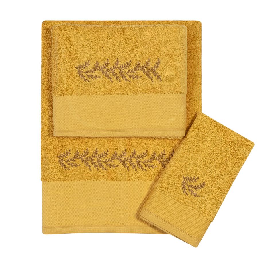Πετσέτες με κέντημα σετ 3τμχ Art 3371 yellow beauty home