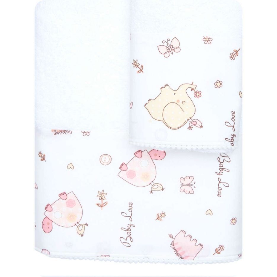 Πετσέτες σετ 2τμχ Baby Love white-pink borea
