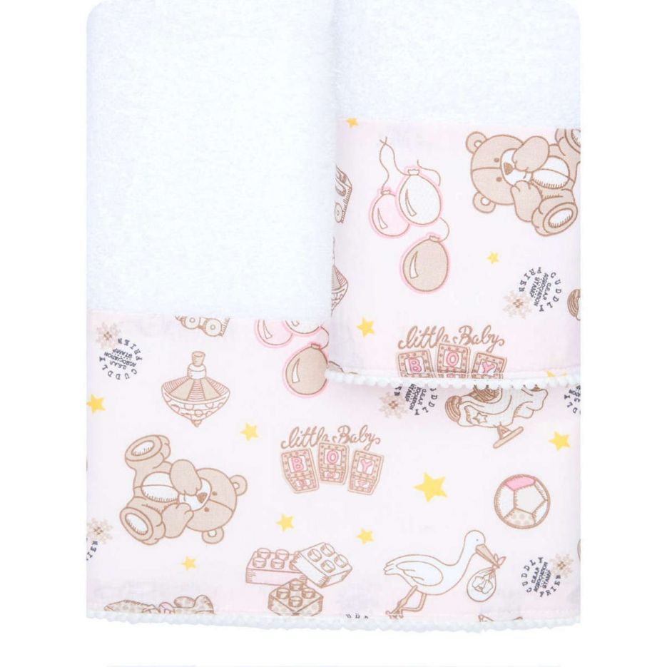 Πετσέτες σετ 2τμχ Baby Toys white-pink borea