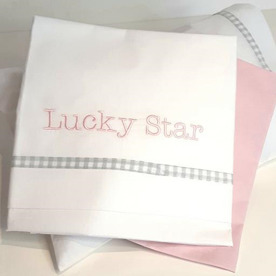 Σεντόνια κούνιας σετ 3τμχ Lucky star pink des.308 baby oliver