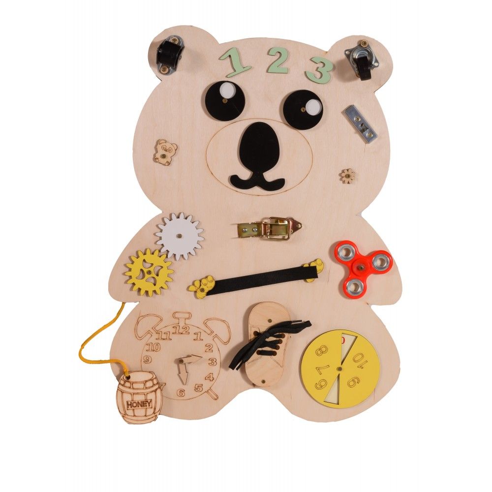 Ξύλινος πίνακας δραστηριοτήτων montessori Bear moni toys
