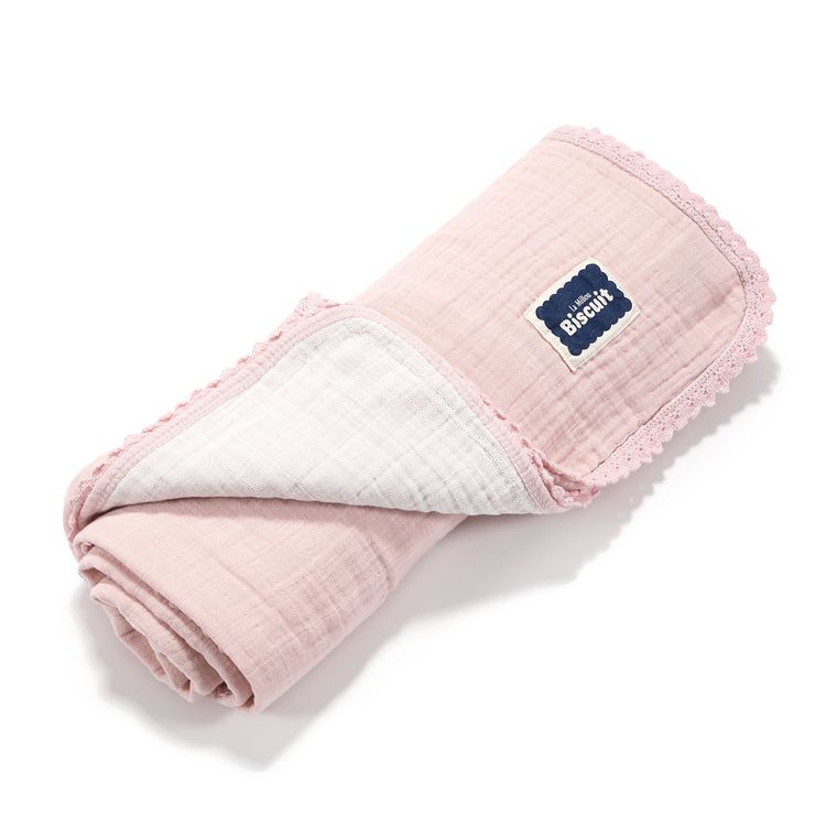 Κουβέρτα βαμβακερή αγκαλιάς Biscuit powder pink-off white La Millou