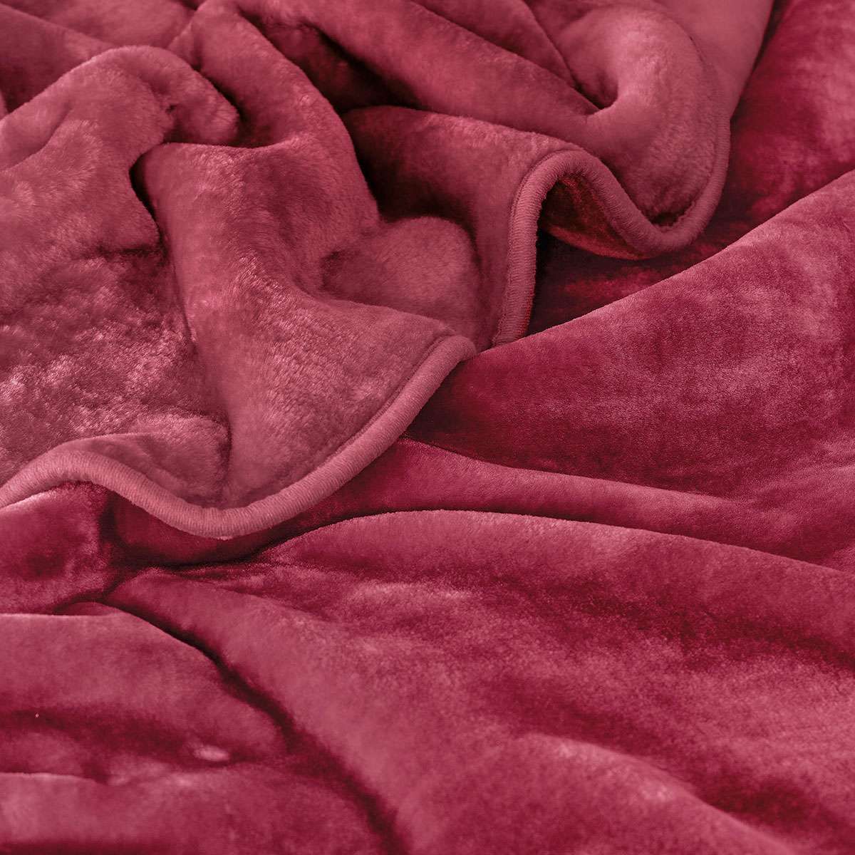 Κουβέρτα βελουτέ υπέρδιπλη Velour red rythmos