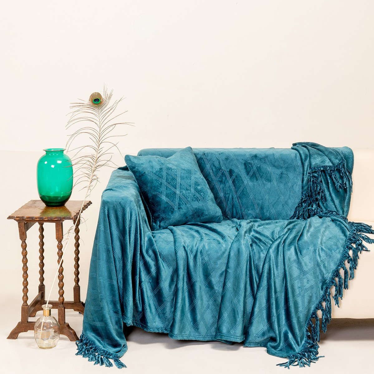 Κουβέρτα καναπέ ριχτάρι Peacock melinen