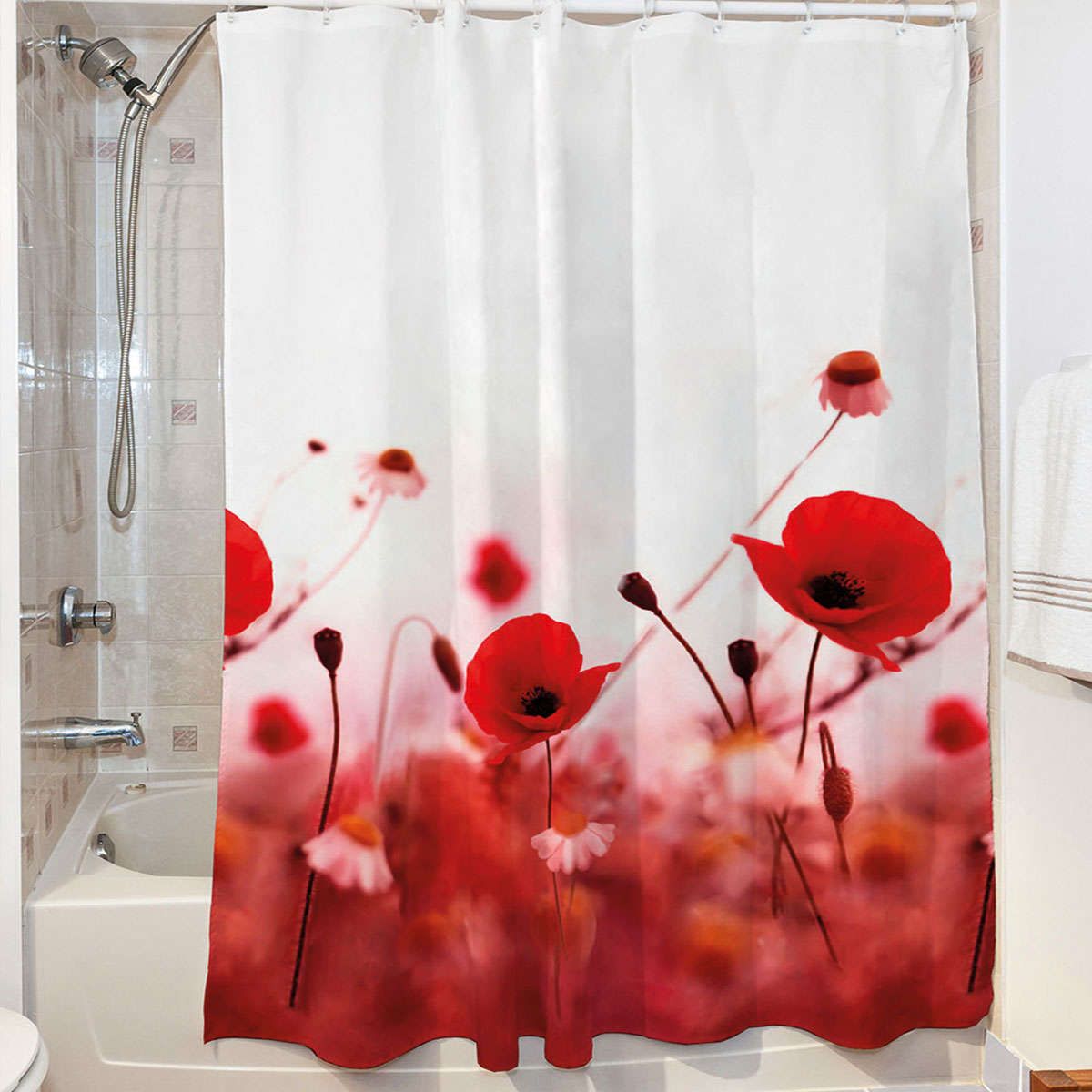 Κουρτίνα μπάνιου Poppies Art 3067 red beauty home