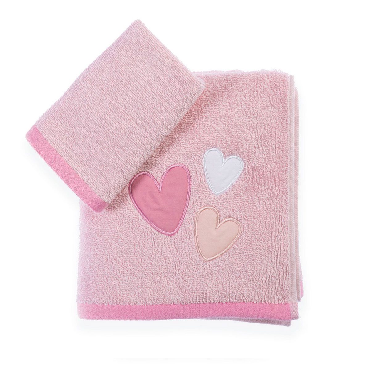 Παιδικές πετσέτες σετ 2τμχ Hugs & Kisses Girl pink nef nef