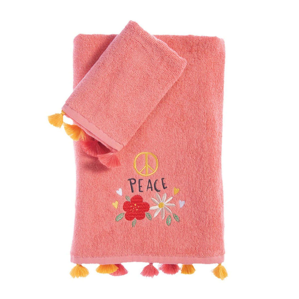 Παιδικές πετσέτες σετ 2τμχ Love & Peace coral nef nef