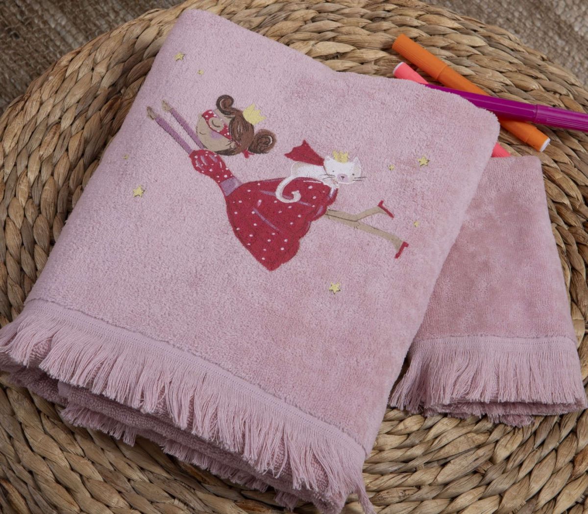 Παιδικές πετσέτες σετ 2τμχ Princess At Home pink nef nef