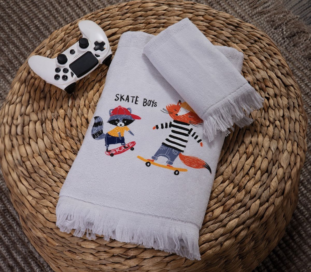 Παιδικές πετσέτες σετ 2τμχ Skate With Style grey nef nef