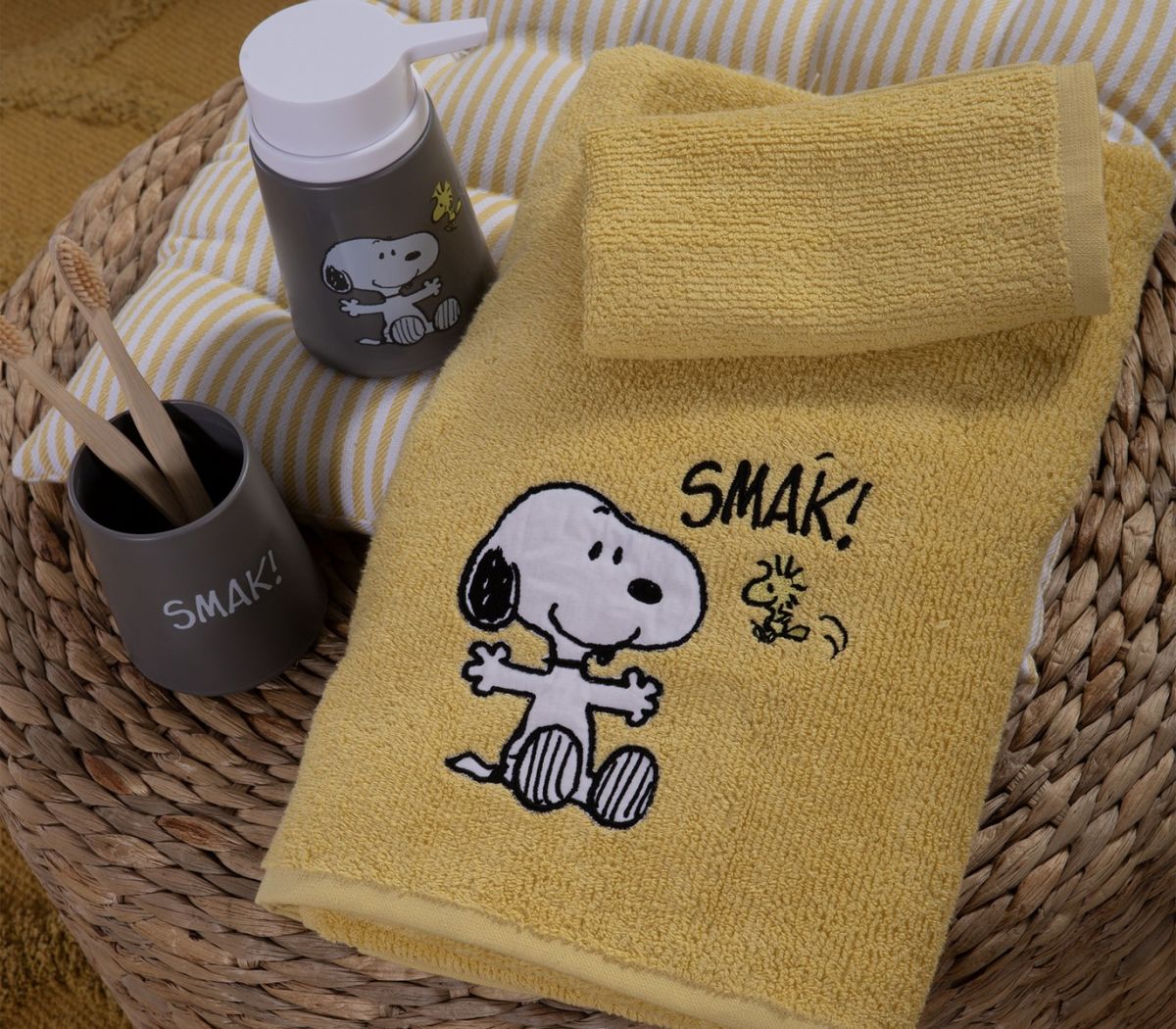 Παιδικές πετσέτες σετ 2τμχ Snoopy Smak yellow nef nef