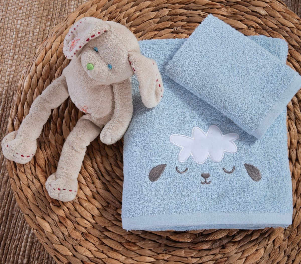 Παιδικές πετσέτες σετ 2τμχ Sweet Sheep l.blue nef nef
