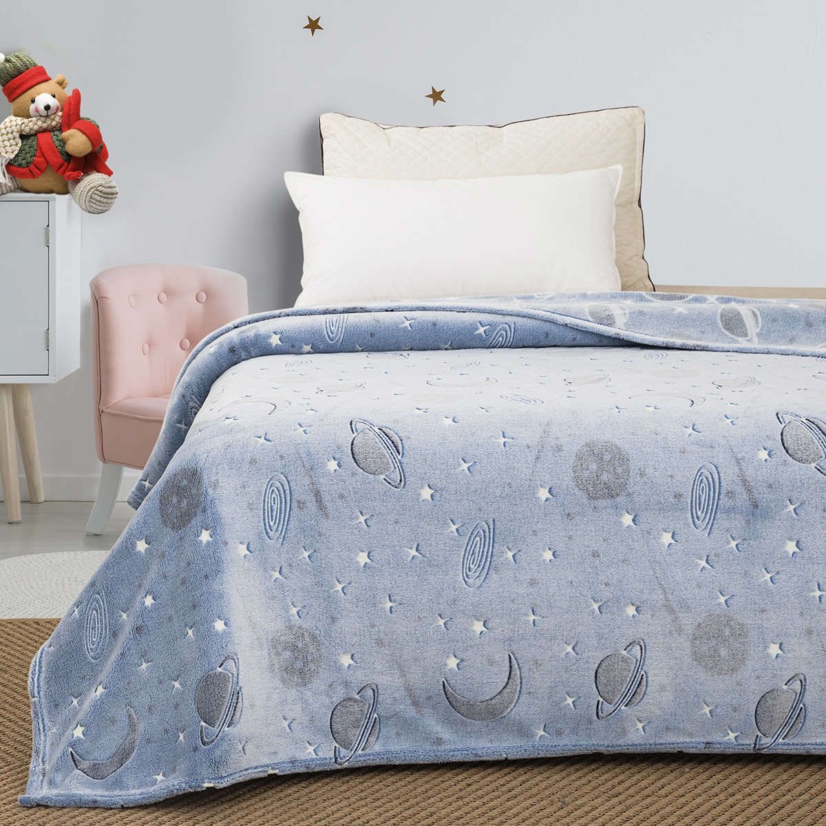 Παιδική κουβέρτα μονή φωσφορίζουσα Art 6250 light blue beauty home