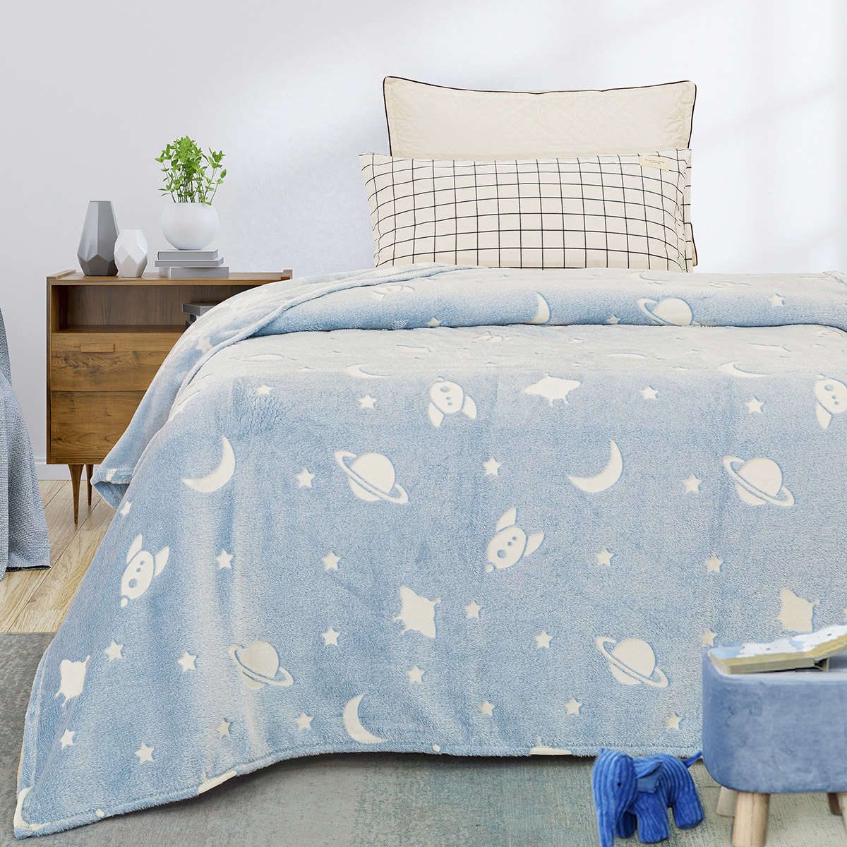 Παιδική κουβέρτα μονή φωσφορίζουσα Art 6253 light blue beauty home