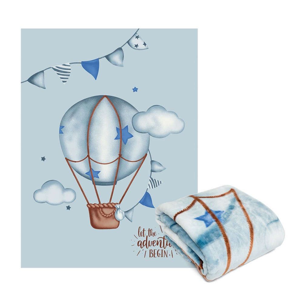 Παιδική κουβέρτα βελουτέ μονή Αερόστατο ciel borea