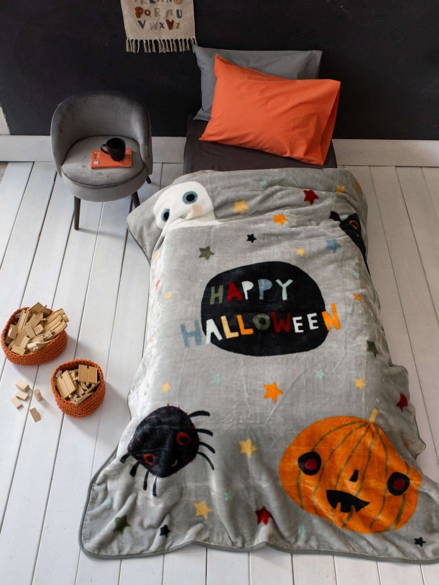 Παιδική κουβέρτα βελουτέ μονή Happy Halloween nima
