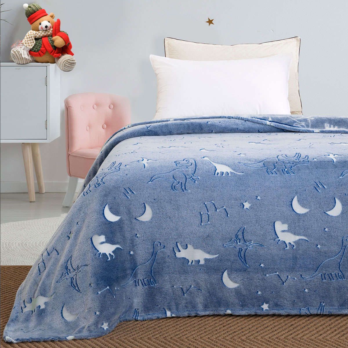 Παιδική κουβέρτα μονή φωσφορίζουσα Flash Art 6128 light blue beauty home