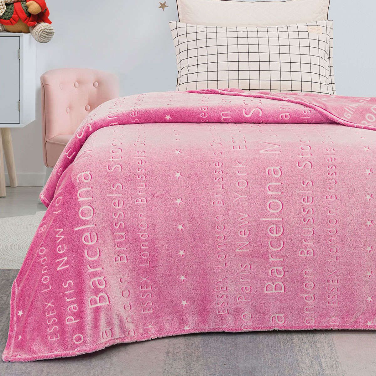 Παιδική κουβέρτα μονή φωσφορίζουσα Flash Art 6134 pink beauty home