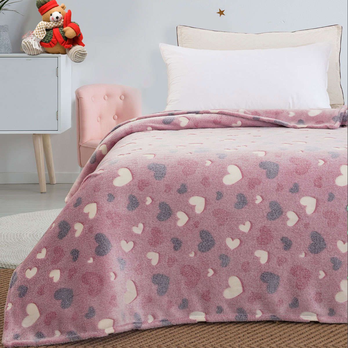Παιδική κουβέρτα μονή φωσφορίζουσα Flash Art 6137 pink beauty home