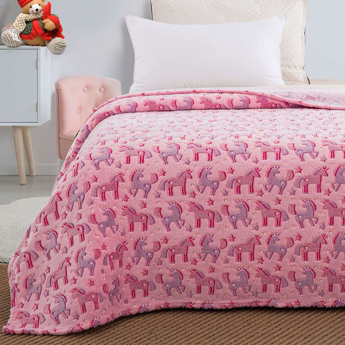 Παιδική κουβέρτα μονή φωσφορίζουσα Flash Art 6148 pink beauty home