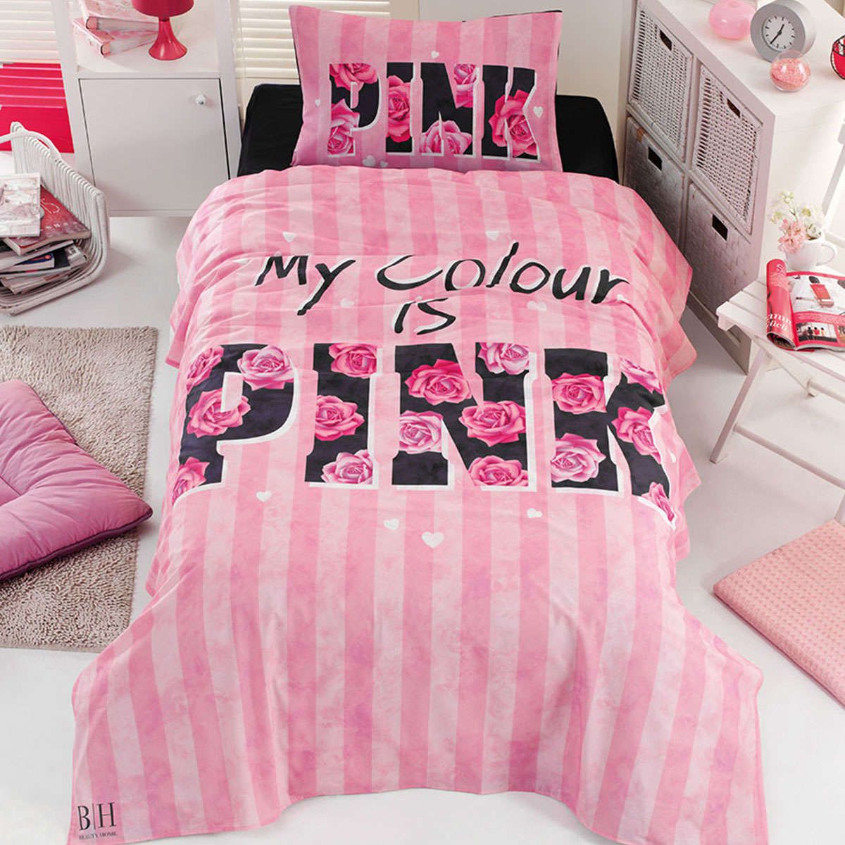Παιδικό κουβερλί μονό σετ Pink Art 6113 pink beauty home