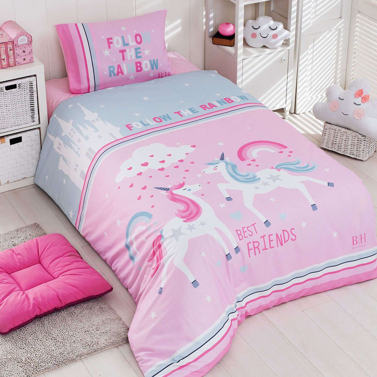 Παιδικό πάπλωμα μονό σετ Rainbow Art 6164 pink-mint beauty home