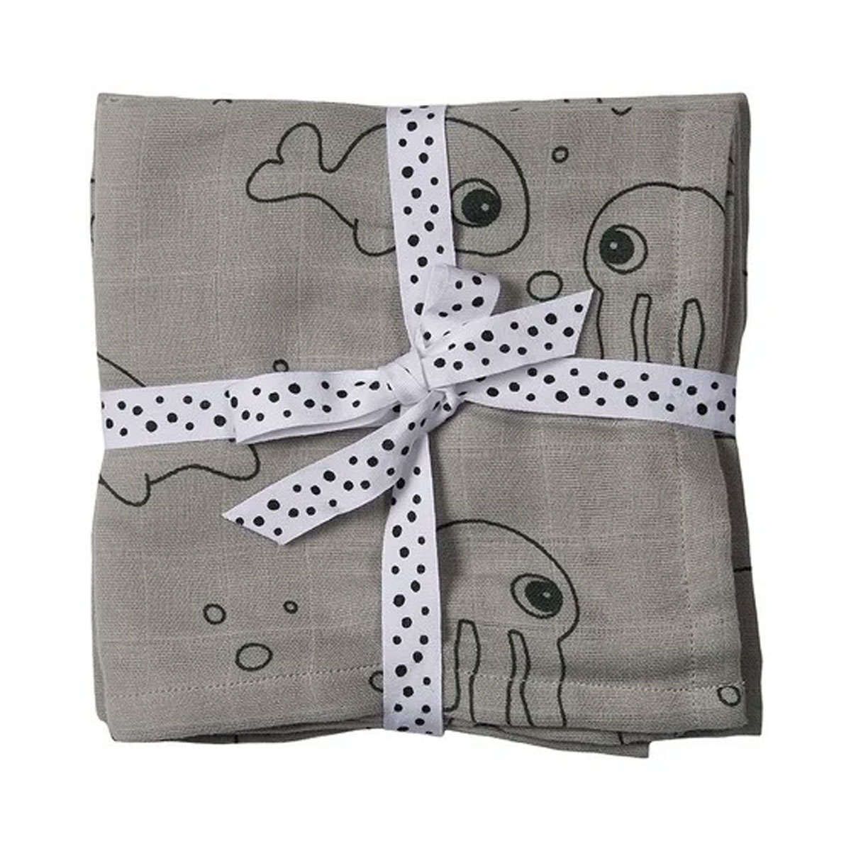 Πάνες αγκαλιάς σετ 2τμχ Sea friends 70x70cm grey Done by Deer