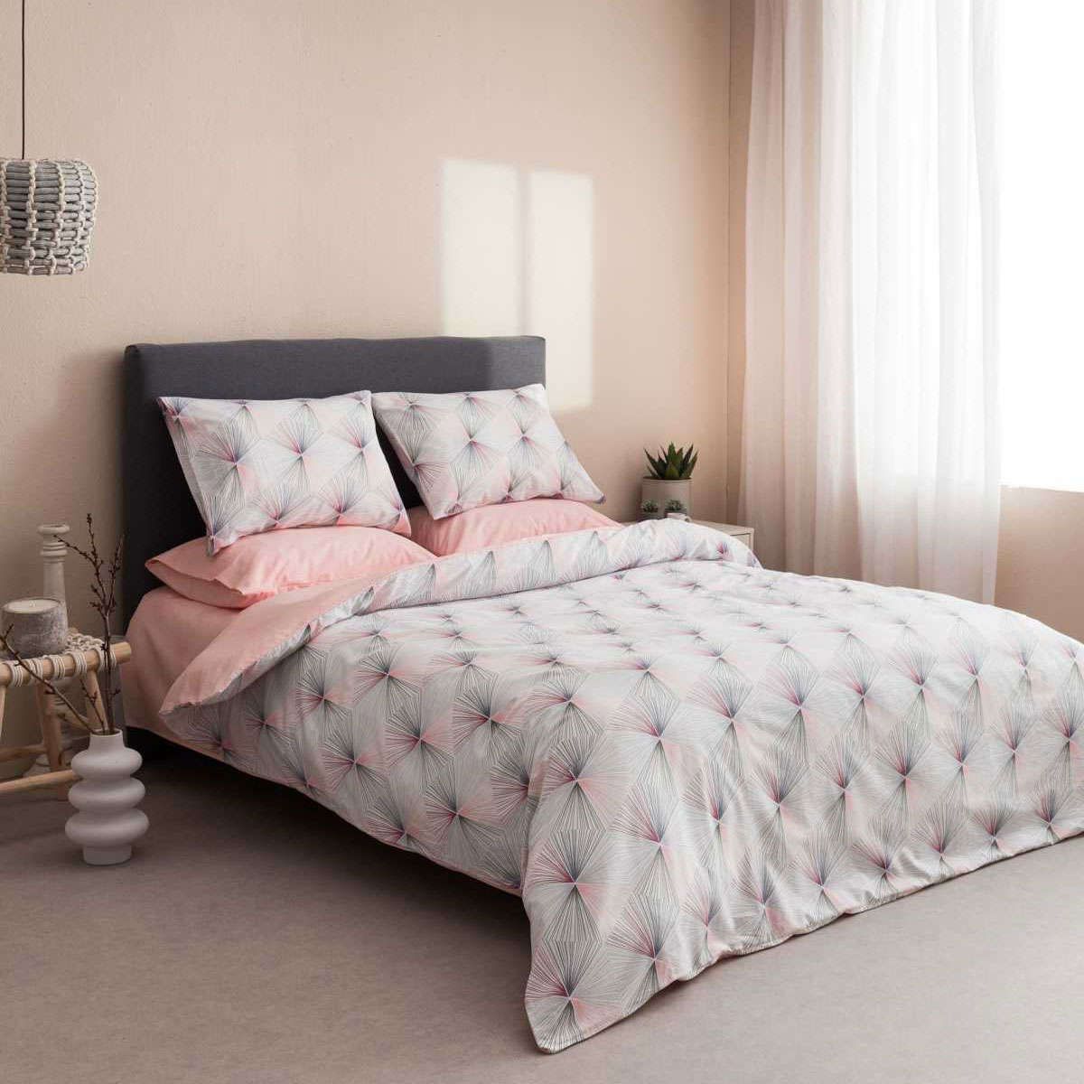 Παπλωματοθήκη υπέρδιπλη σετ Electra 2 grey vesta home