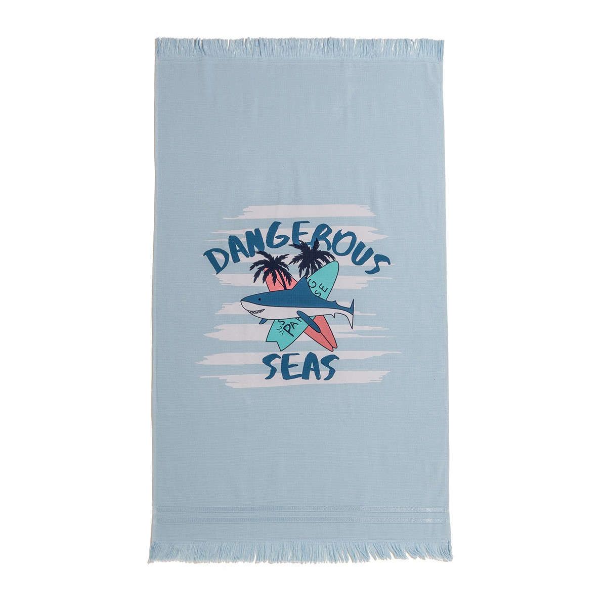 Πετσέτα θαλάσσης Dangerous light blue melinen