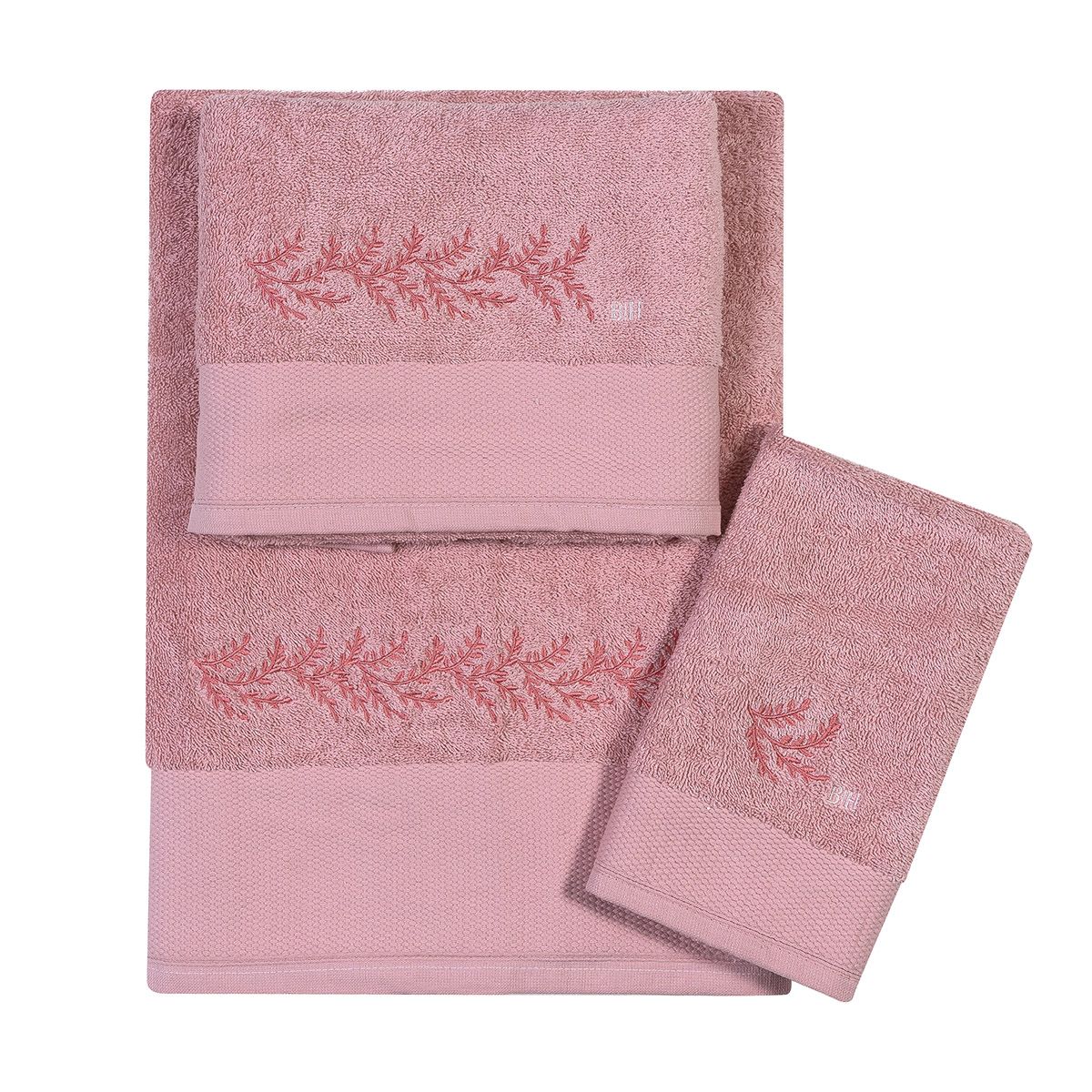 Πετσέτες με κέντημα σετ 3τμχ Art 3373 pink beauty home