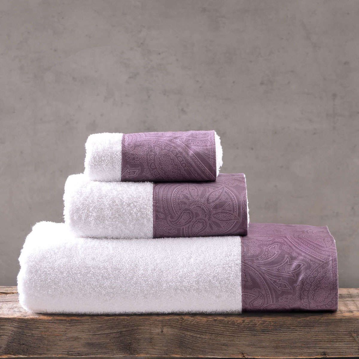 Πετσέτες σετ 3τμχ Charisma white-purple rythmos