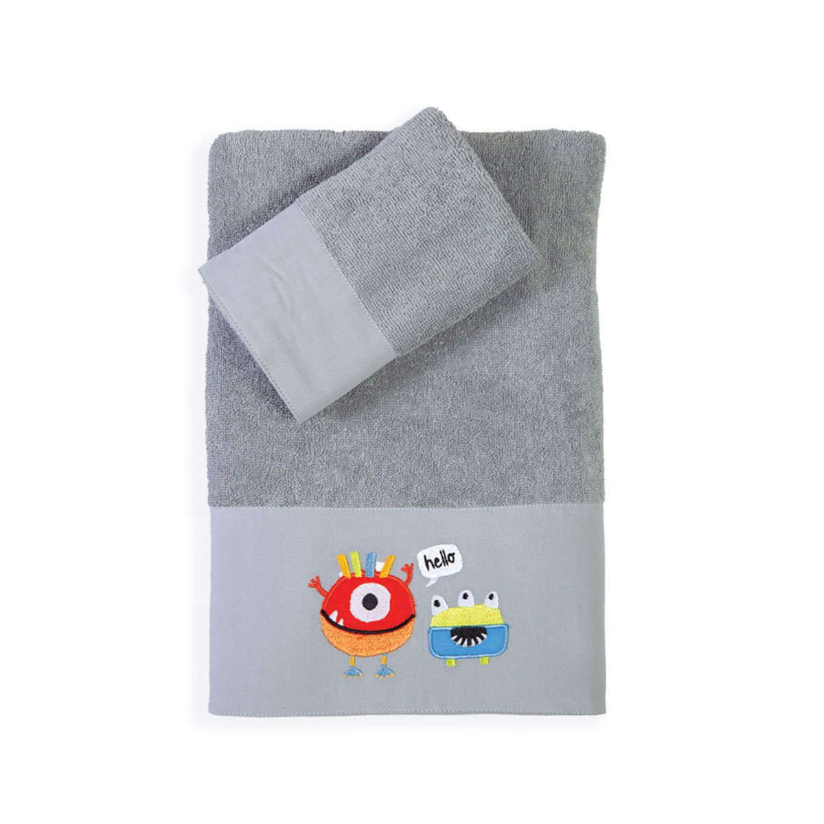 Παιδικές πετσέτες σετ Hello Monsters grey nef nef