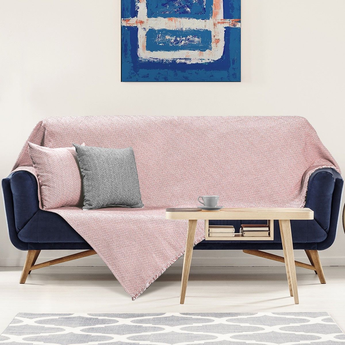 Σετ ριχτάρια διθέσιου και τριθέσιου καναπέ Art 8477 pink beauty home